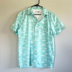 Men's Performance Short Sleeve Button Up Quick Dry Fishing Shirt Size M